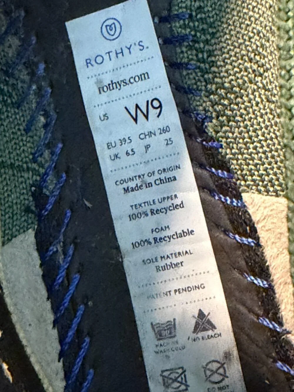 Rothy's The Point Flats Women's Green Safari Knit‎ Slip On Shoes Size 9